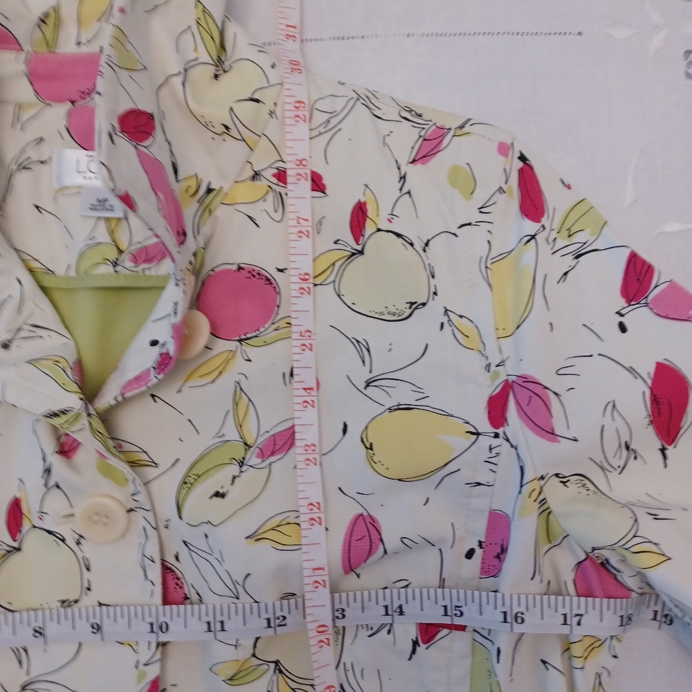 Loft Vintage Frut Print Trench Coat Jacket Size MP - Picture 3 of 5